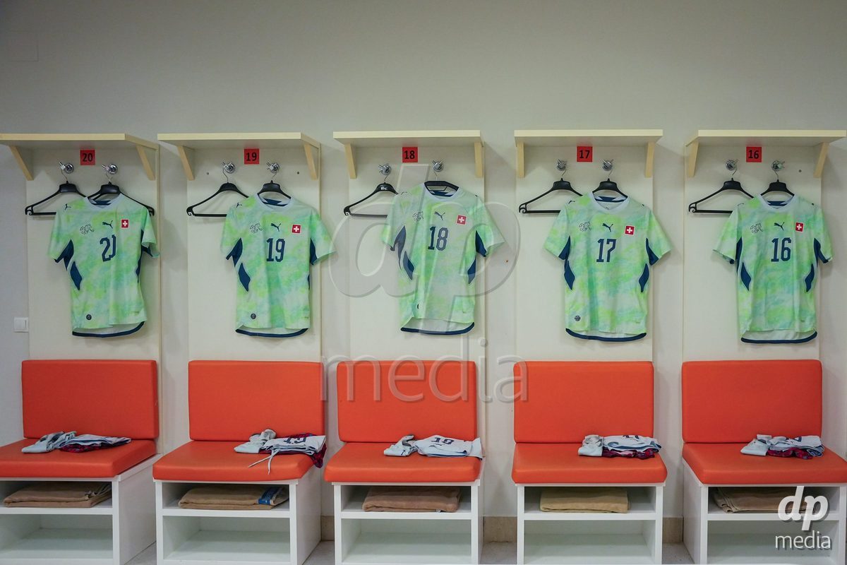 SIDE, TURKIYE - OCTOBER 31: General view inside the dressind room of Switzerland prior to the International Friendly tournament football match between Portugal U16 and Switzerland U16 at Emirhan Sport Complex on October 31, 2026 in Side, Turkiye.