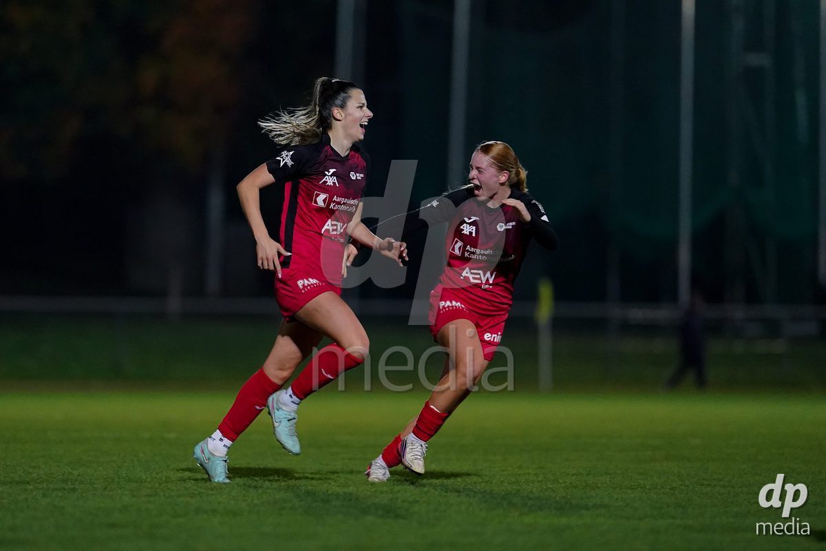LUZERN, SWITZERLAND - OCTOBER 31: Celia Hofer of FC Aarau Frauen celebrating after scoring teams second goal during the AXA Women's Super League match between FC Luzern and FC Aarau Frauen at Hubelmatt on October 31, 2026 in Luzern, Switzerland.