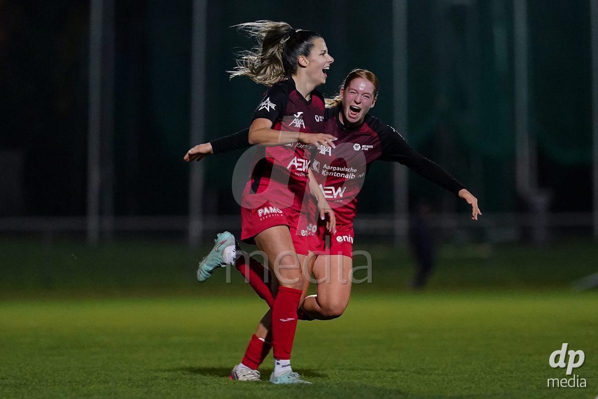 LUZERN, SWITZERLAND - OCTOBER 31: Celia Hofer of FC Aarau Frauen celebrating after scoring teams second goal during the AXA Women's Super League match between FC Luzern and FC Aarau Frauen at Hubelmatt on October 31, 2026 in Luzern, Switzerland.