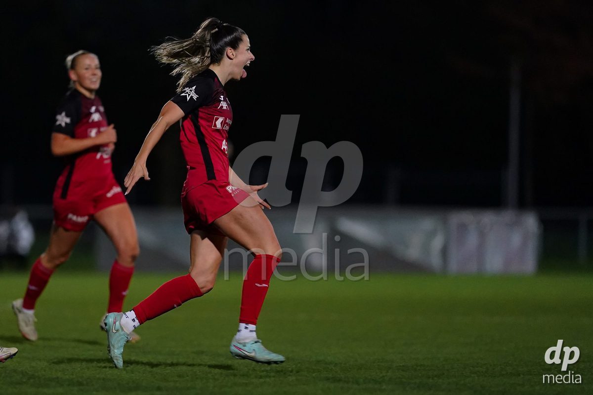 LUZERN, SWITZERLAND - OCTOBER 31: Celia Hofer of FC Aarau Frauen celebrating after scoring teams second goal during the AXA Women's Super League match between FC Luzern and FC Aarau Frauen at Hubelmatt on October 31, 2026 in Luzern, Switzerland.