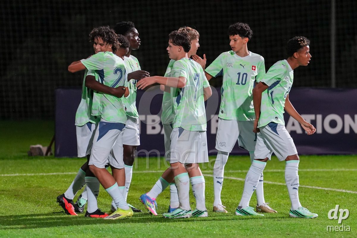 SIDE, TURKIYE - OCTOBER 31: Nolan Schmidt of Switzerland celebrates with teammates a goal during the International Friendly tournament football match between Portugal U16 and Switzerland U16 at Emirhan Sport Complex on October 31, 2026 in Side, Turkiye.