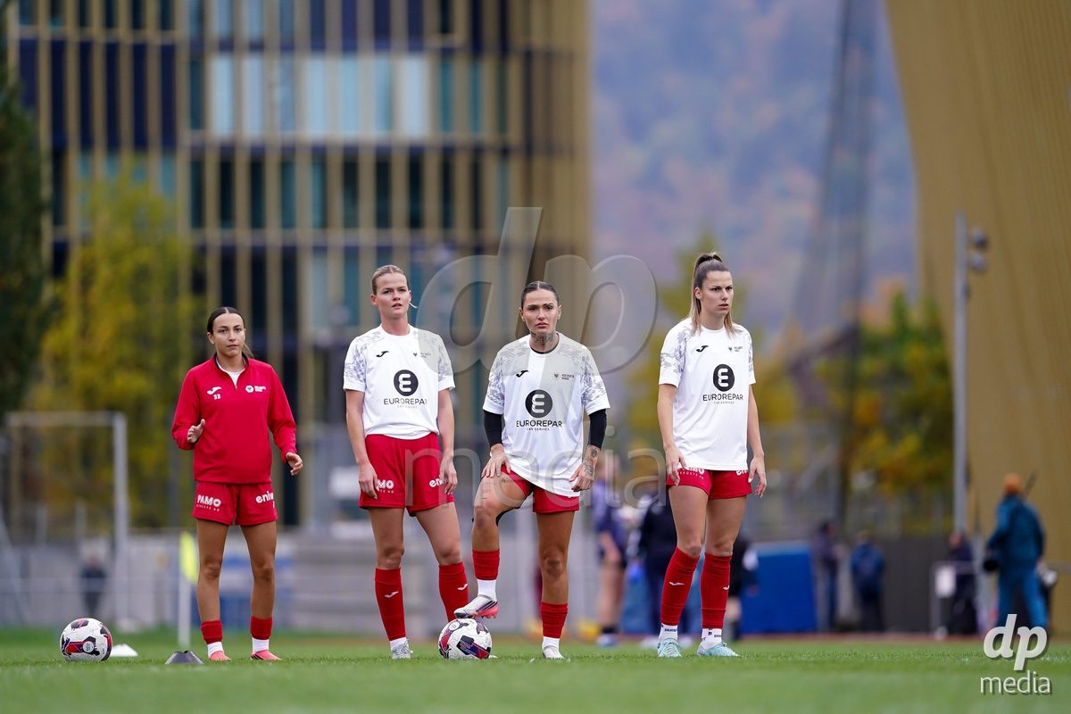 LUZERN, SWITZERLAND - OCTOBER 31: Vanesa Hoti of FC Aarau Frauen warming up during the AXA Women's Super League match between FC Luzern and FC Aarau Frauen at Hubelmatt on October 31, 2026 in Luzern, Switzerland.