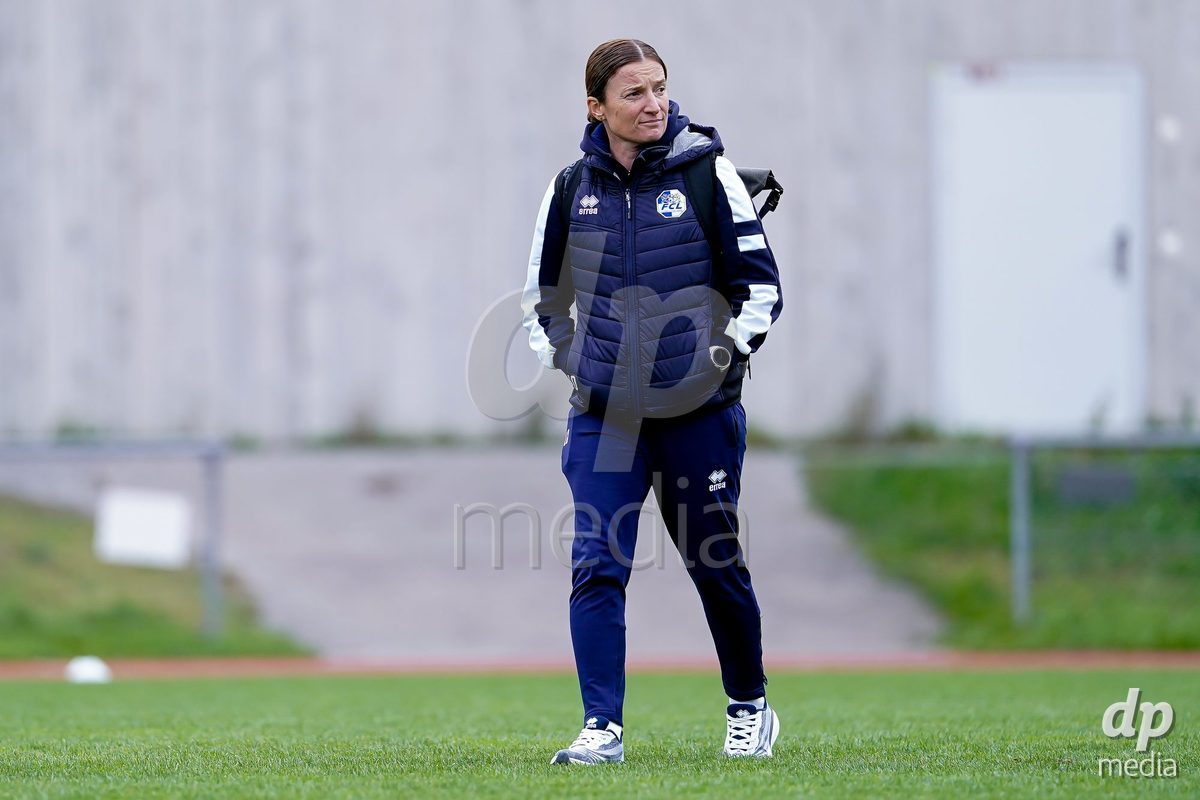 LUZERN, SWITZERLAND - OCTOBER 31: Luzia Odermatt, Head Coach of FC Luzern, arrival prior to the AXA Women's Super League match between FC Luzern and FC Aarau Frauen at Hubelmatt on October 31, 2026 in Luzern, Switzerland.
