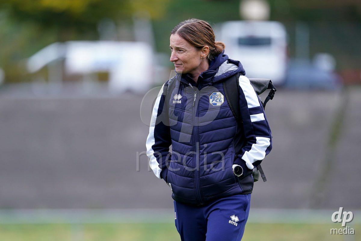 LUZERN, SWITZERLAND - OCTOBER 31: Luzia Odermatt, Head Coach of FC Luzern, arrival prior to the AXA Women's Super League match between FC Luzern and FC Aarau Frauen at Hubelmatt on October 31, 2026 in Luzern, Switzerland.