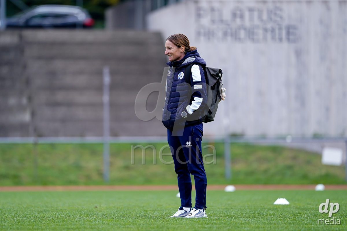 LUZERN, SWITZERLAND - OCTOBER 31: Luzia Odermatt, Head Coach of FC Luzern, arrival prior to the AXA Women's Super League match between FC Luzern and FC Aarau Frauen at Hubelmatt on October 31, 2026 in Luzern, Switzerland.
