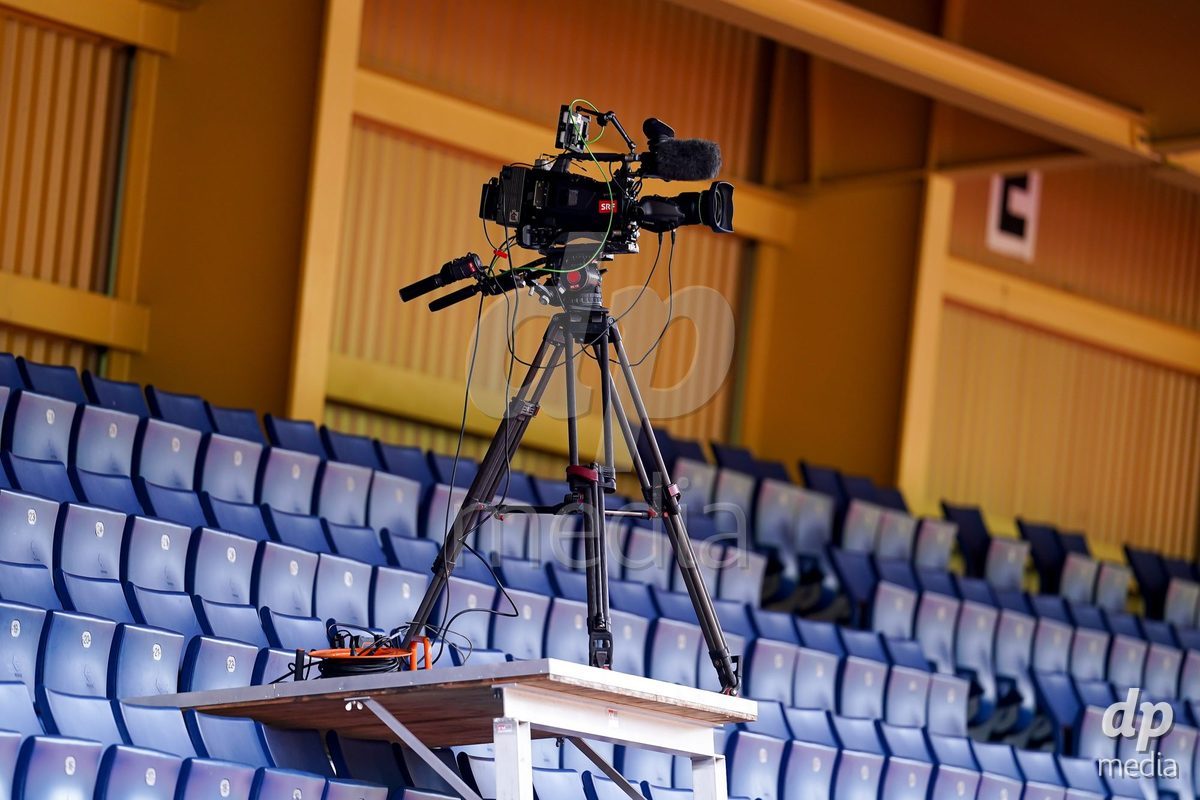 LUZERN, SWITZERLAND - OCTOBER 31: SRF TV camera prior to the AXA Women's Super League match between FC Luzern and FC Aarau Frauen at Hubelmatt on October 31, 2026 in Luzern, Switzerland.
