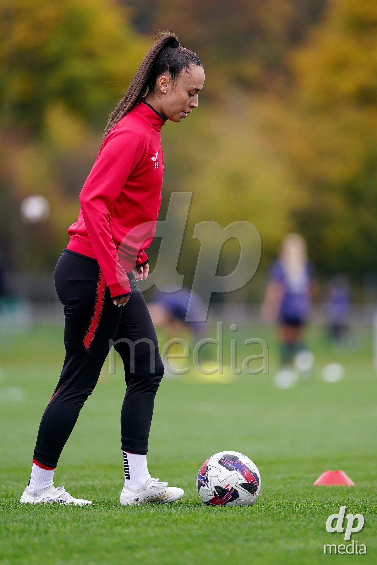 LUZERN, SWITZERLAND - OCTOBER 31: Rita Filipa Do Sul Almeida of FC Aarau Frauen of FC Aarau Frauen warming up during the AXA Women's Super League match between FC Luzern and FC Aarau Frauen at Hubelmatt on October 31, 2026 in Luzern, Switzerland.